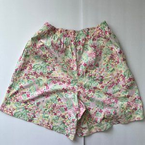 Shenanigans High Waisted Floral/Pastel Womens Shorts Sz L, Elastic Waistband NWT